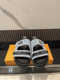 Louis Vuitton Light Blue-Gray Double-Strap Slide Sandals — hero