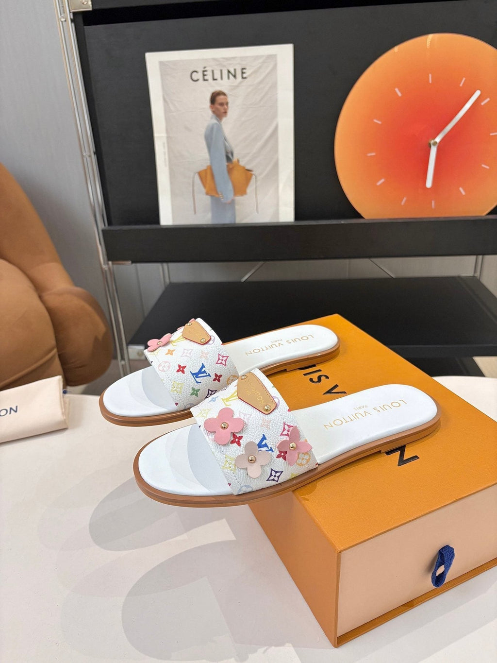 Louis Vuitton Floral Print Slide Sandals — side