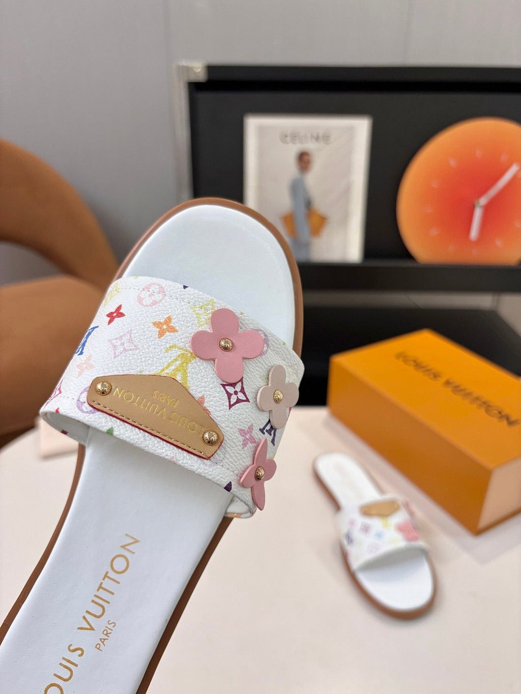 Louis Vuitton Floral Print Slide Sandals — detail