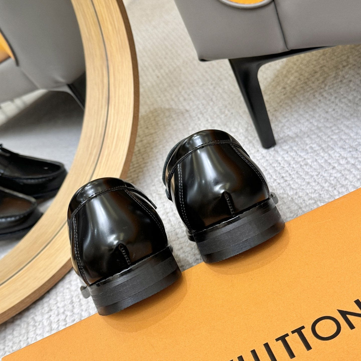 Louis Vuitton Black Leather Loafers — back