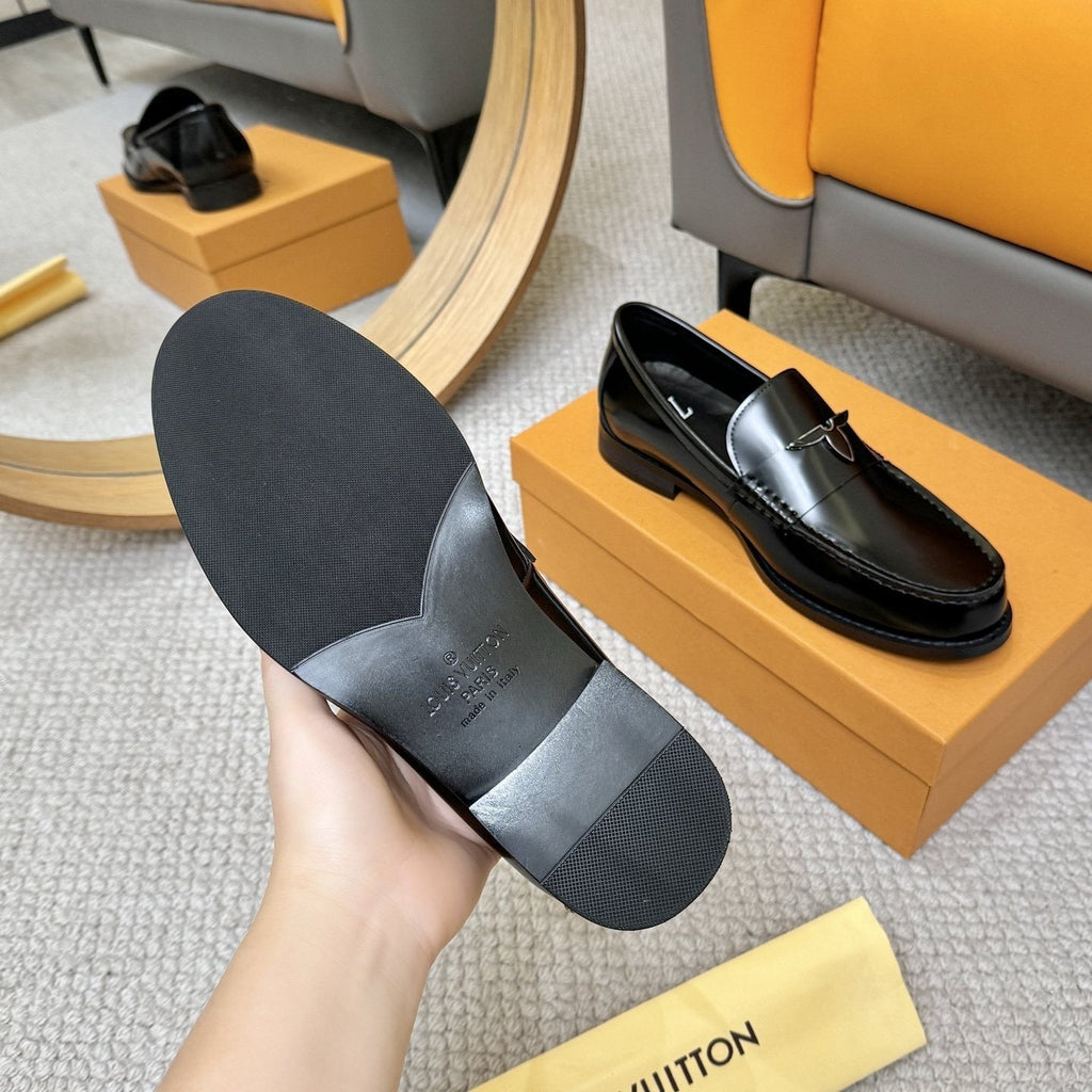 Louis Vuitton Black Leather Loafers — detail