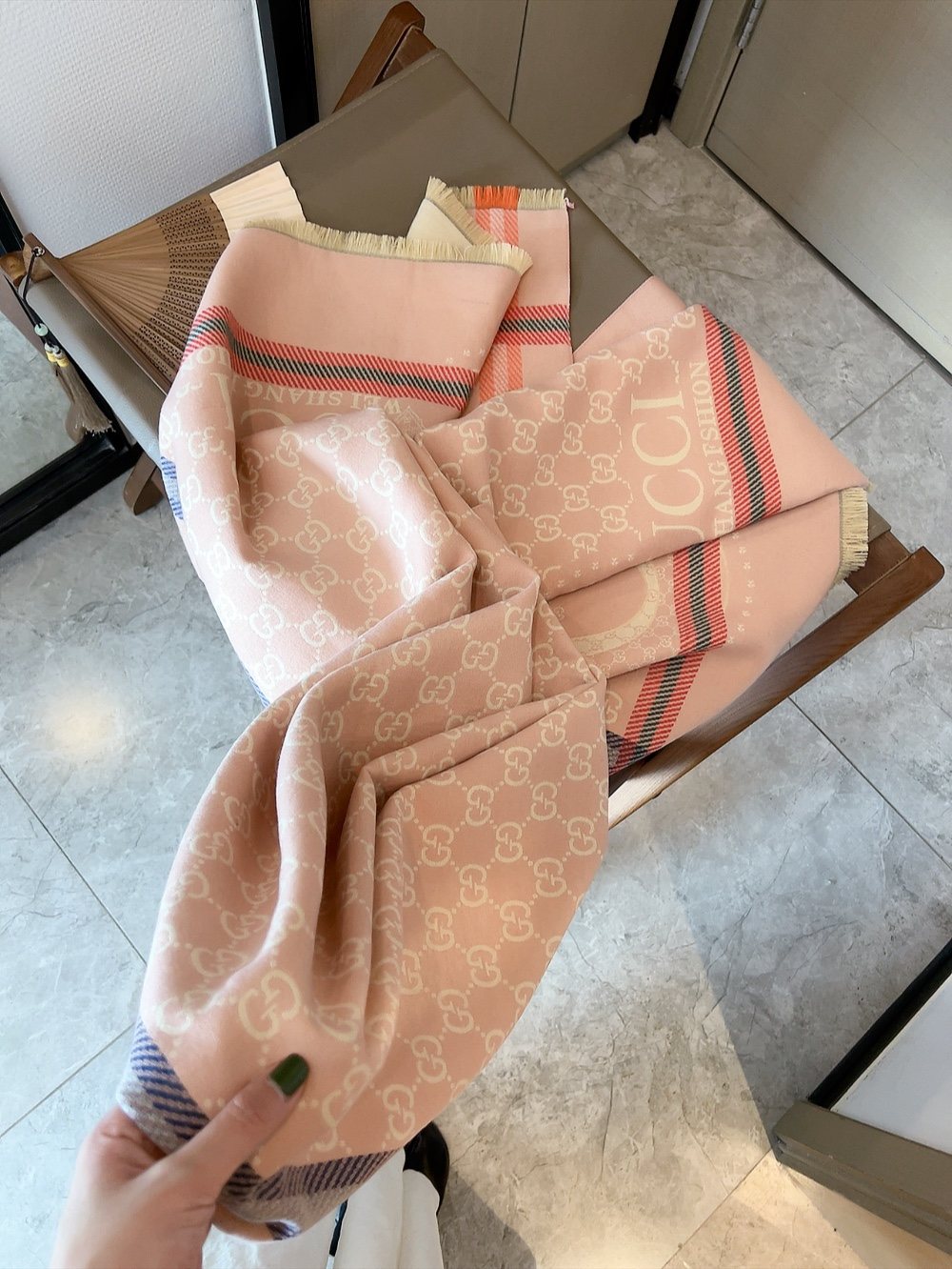 Gucci Reversible GG Pattern Wool Scarf — front