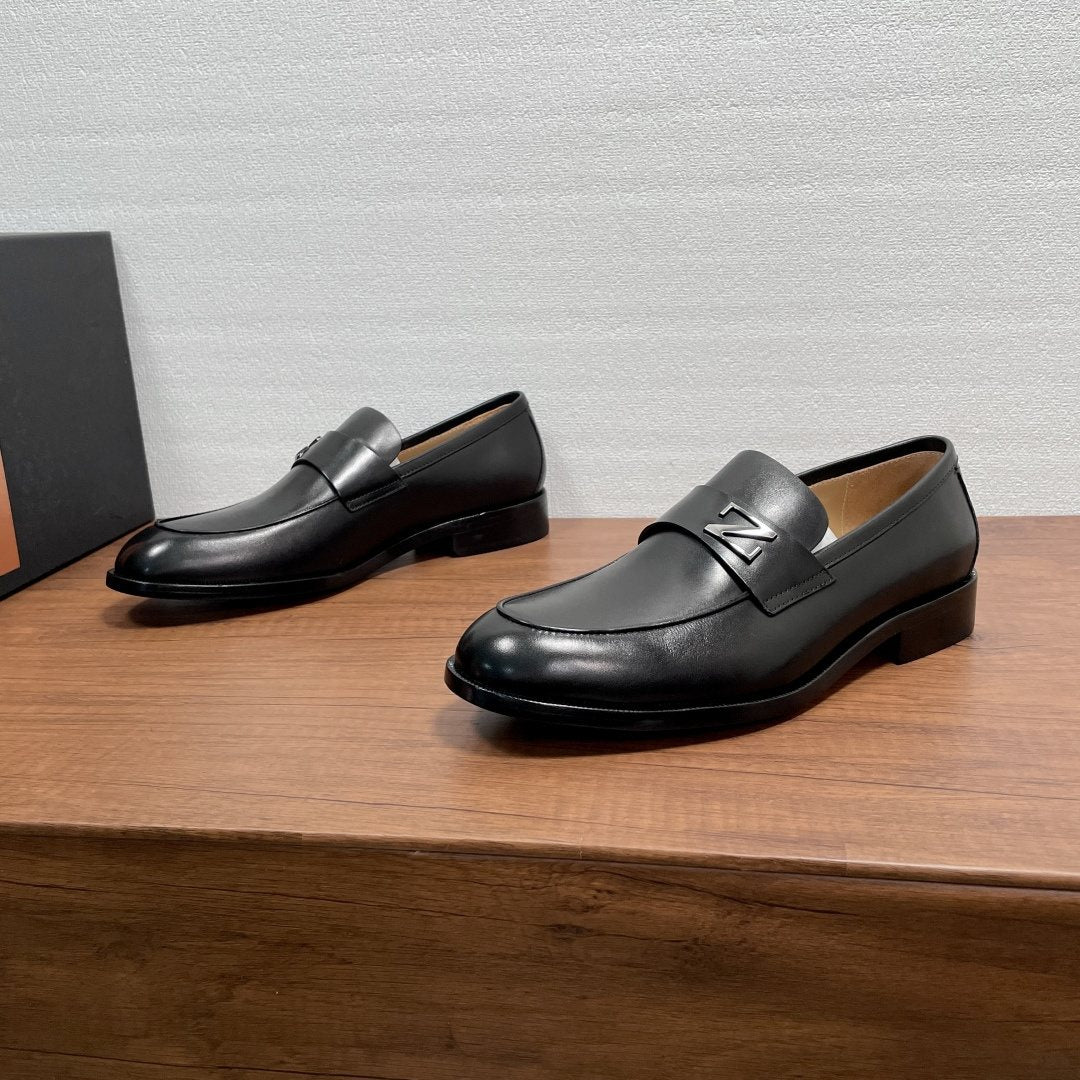 Zegna Black Metal-Accent Loafers — hero