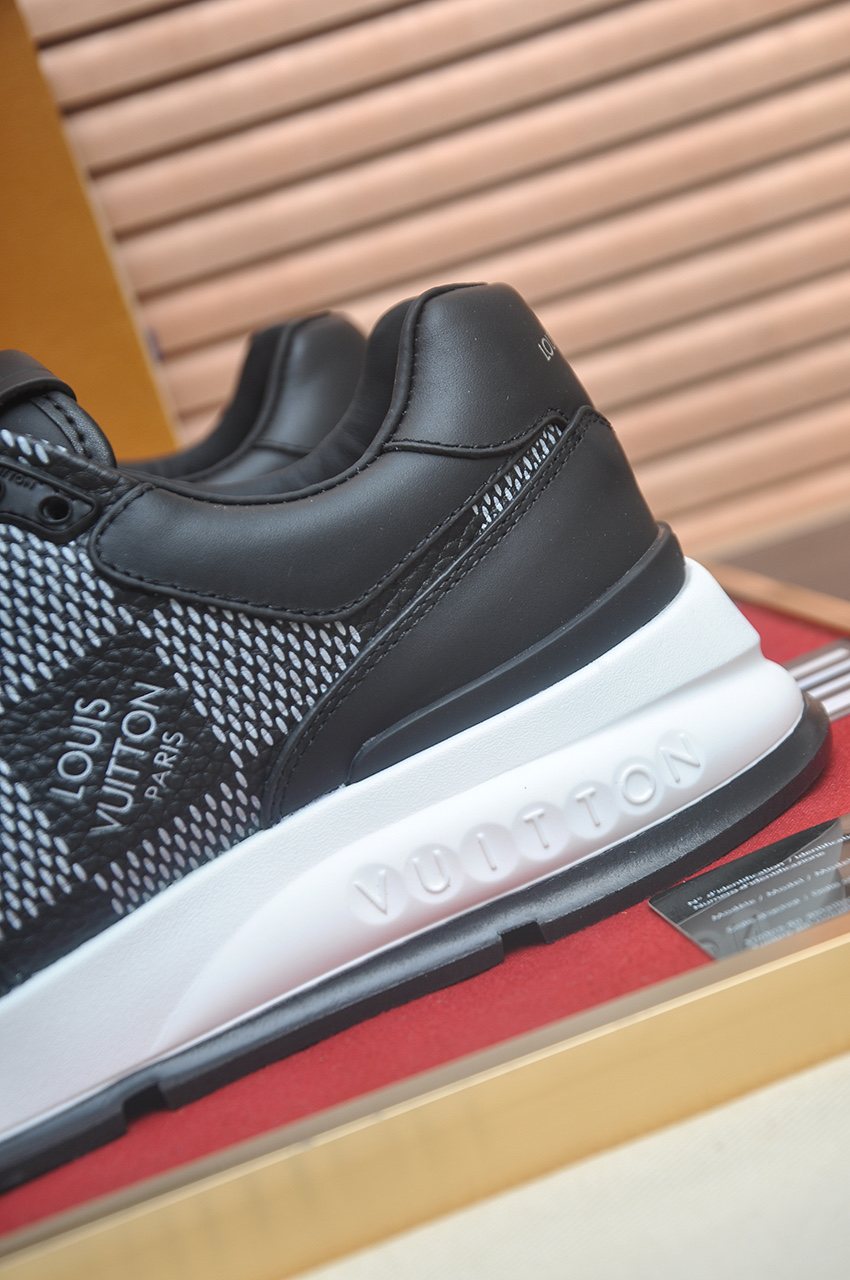 Louis Vuitton Black and Gray Checker Sneakers — detail