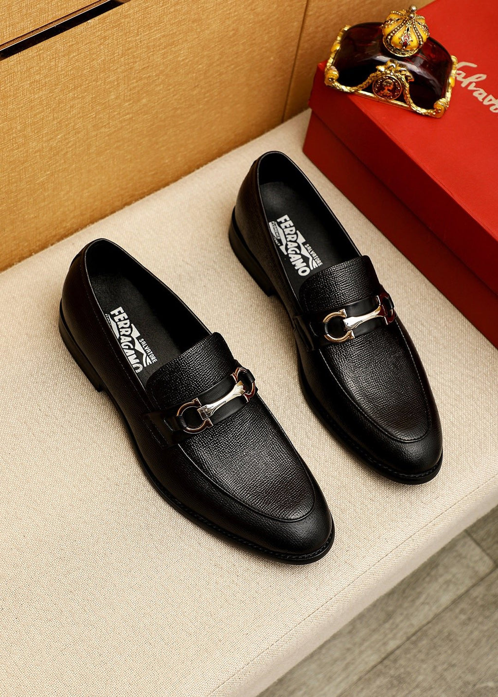 Ferragamo Black Bit Loafers — hero