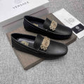 Versace Black Pebbled Leather Loafers — hero