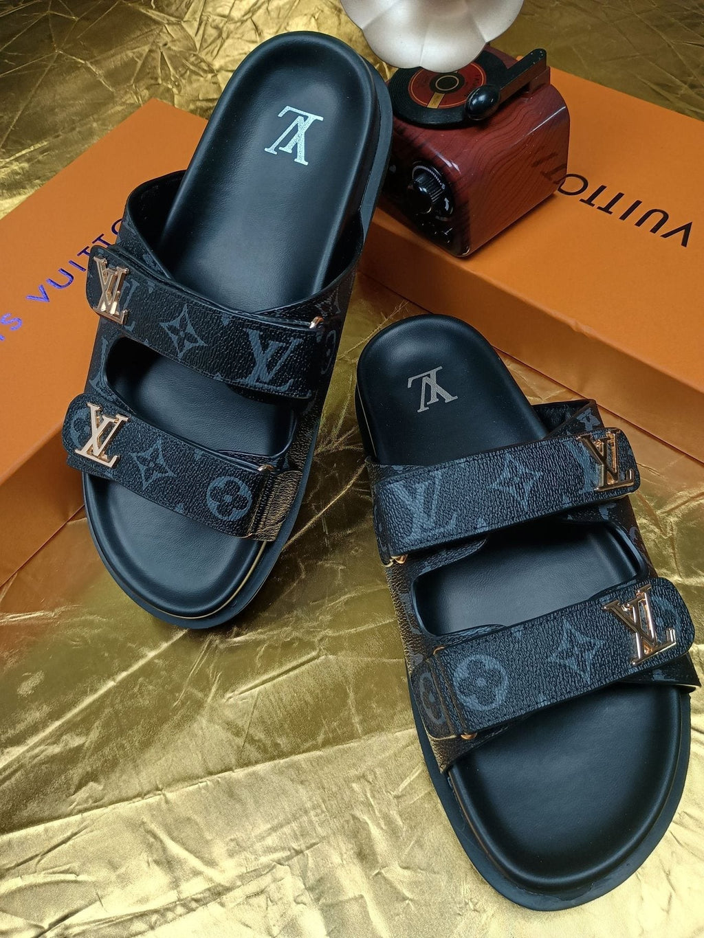 Louis Vuitton Monogram Double-Strap Slide Sandals — front