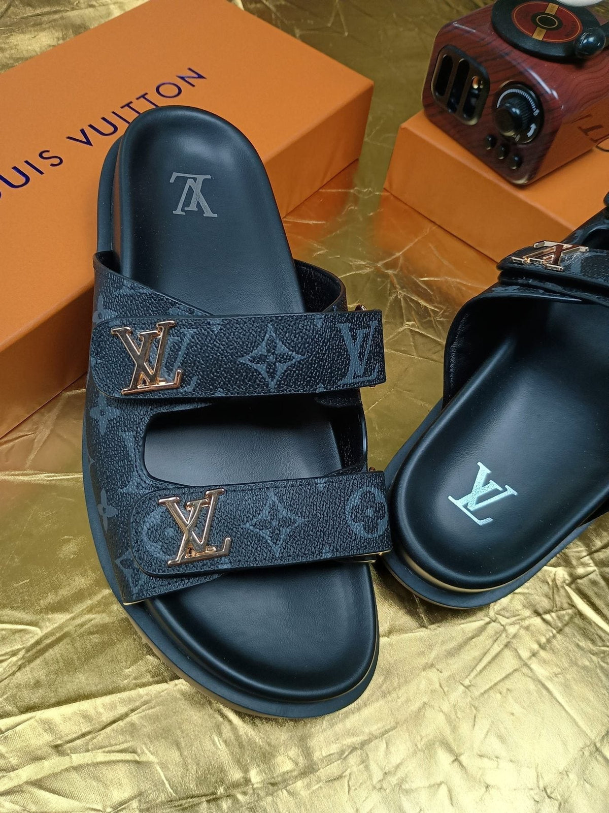 Louis Vuitton Monogram Double-Strap Slide Sandals — detail