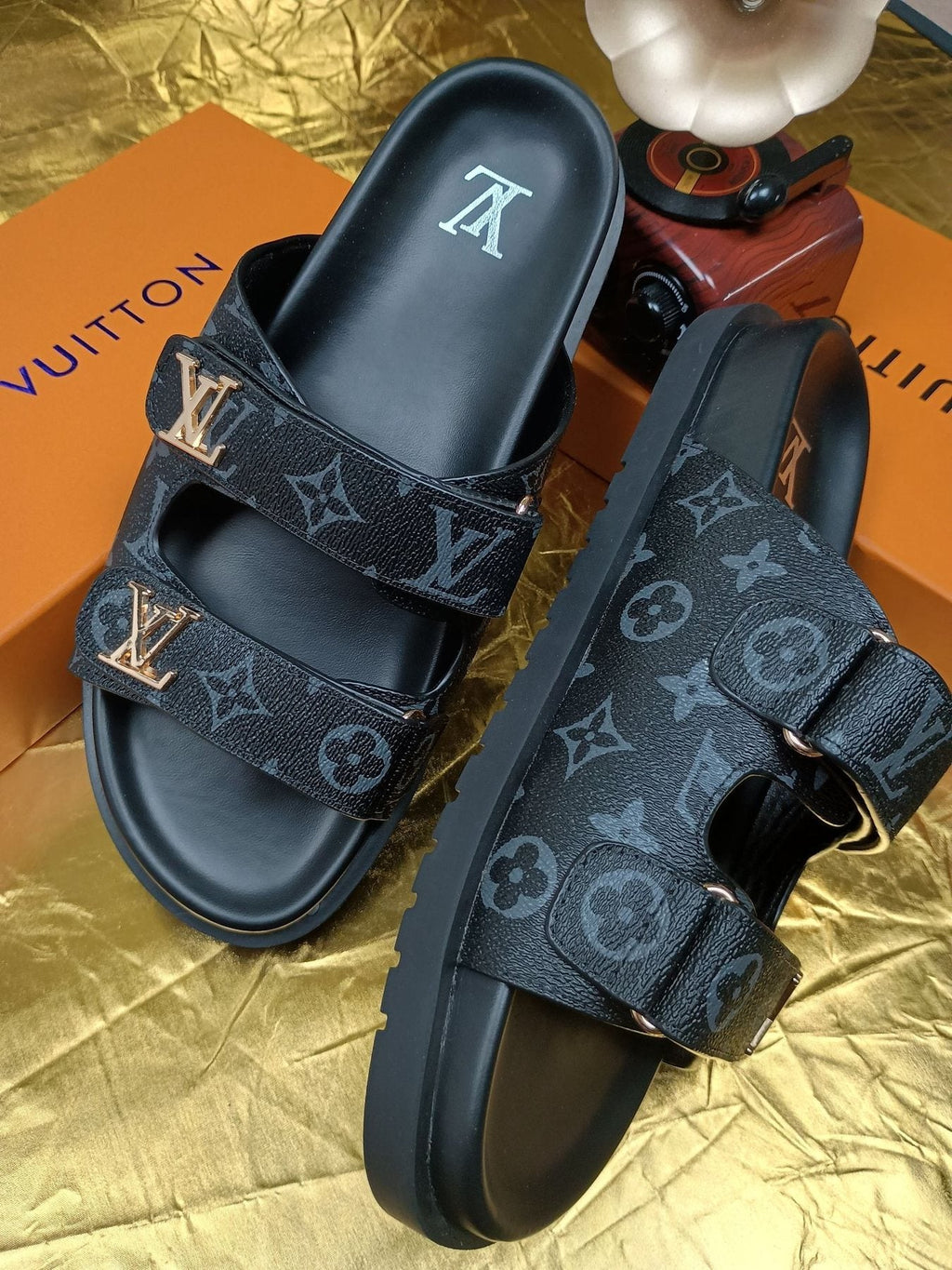 Louis Vuitton Monogram Double-Strap Slide Sandals — side