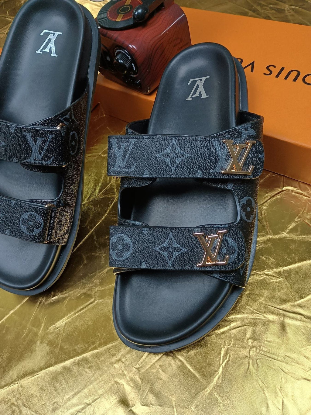 Louis Vuitton Monogram Double-Strap Slide Sandals — detail