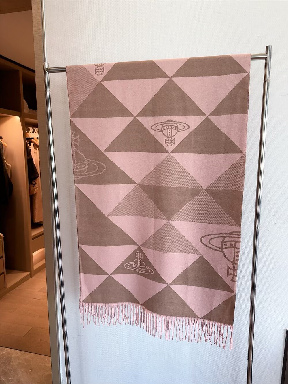 Vivienne Westwood Blush Pink Geometric Scarf — hero