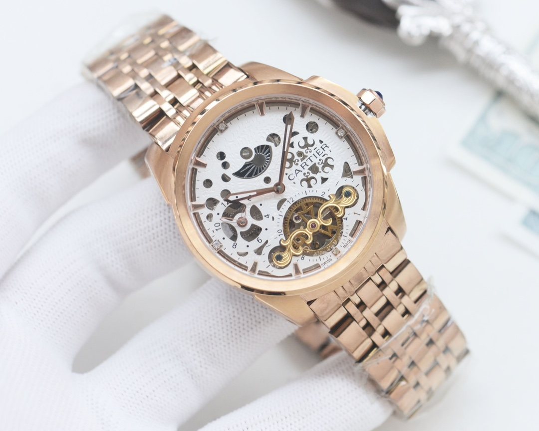 Cartier Rose Gold White Bracelet Watch — hero