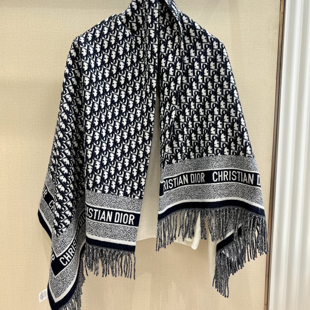 Dior Monogram Fringed Shawl — front
