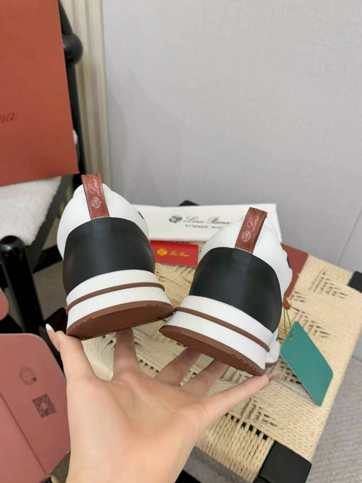 Loro Piana Black and White Sneakers — back