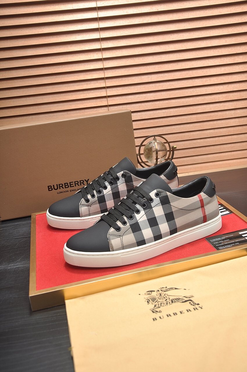 Burberry Gray Check Low-Top Sneakers — hero