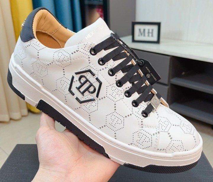 PHILIPP PLEIN White Black Accent Sneakers — front