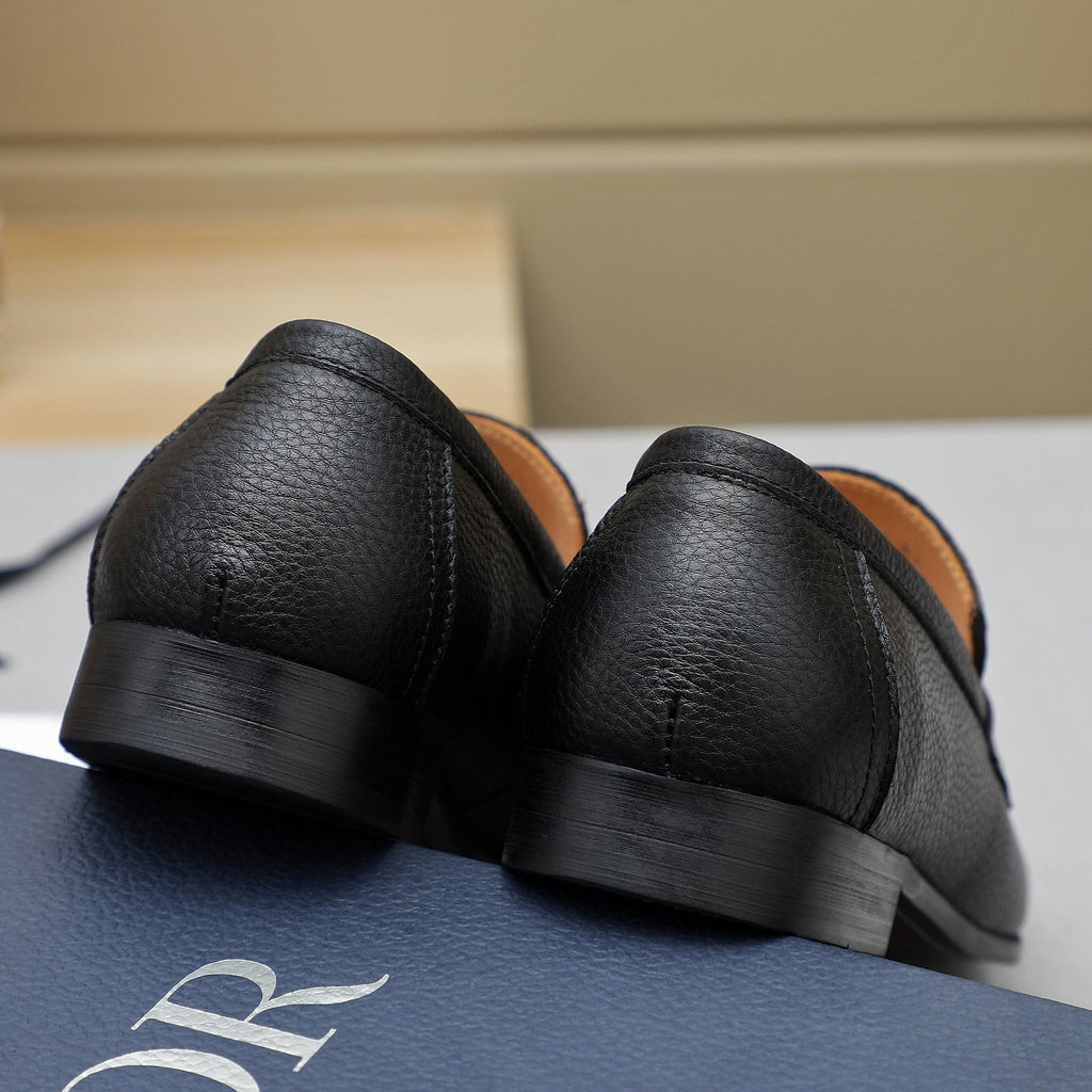 Dior Black Pebbled Leather Loafers — front