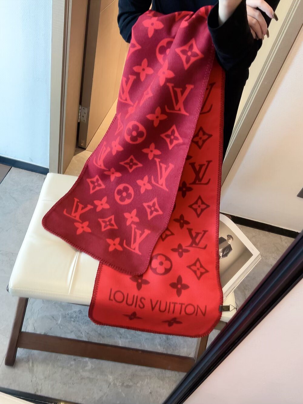 Louis Vuitton Monogram Trim Scarf — front