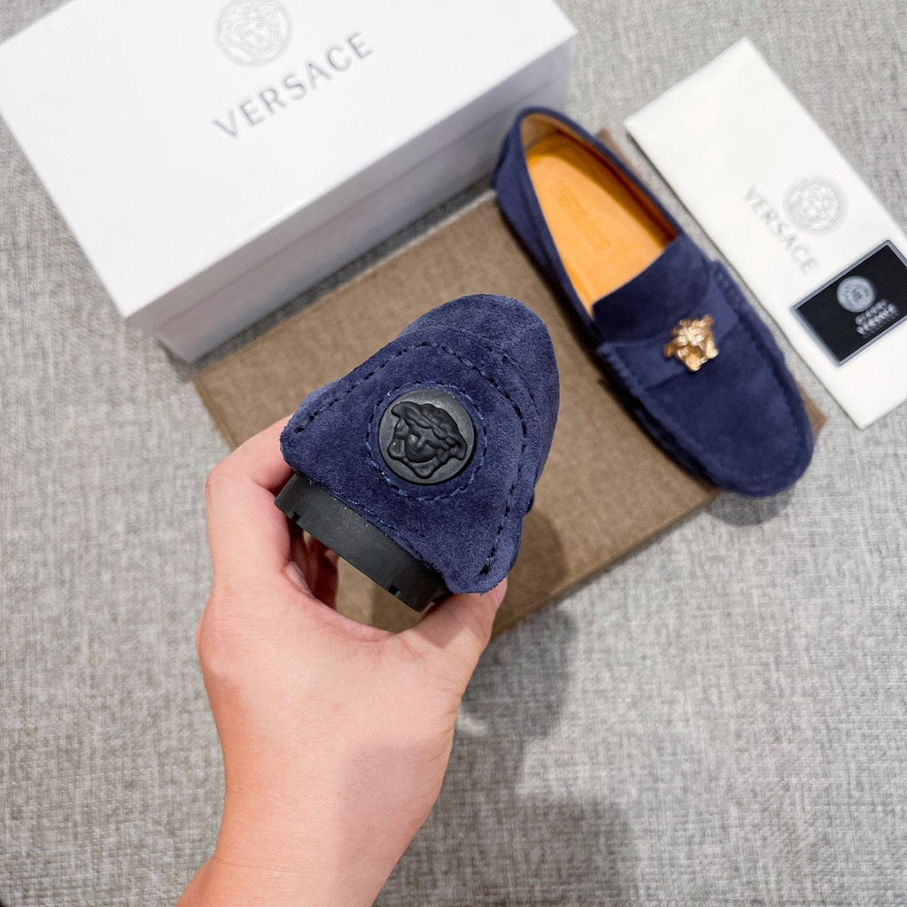 Versace Navy Blue Ornament Loafers — detail