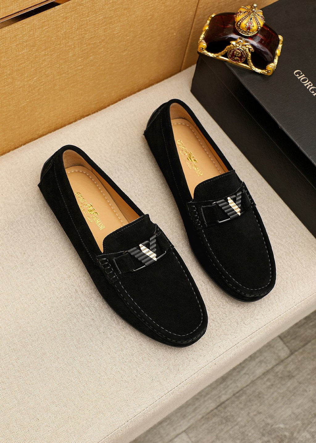 Prada Black Metal Bar Loafers — front
