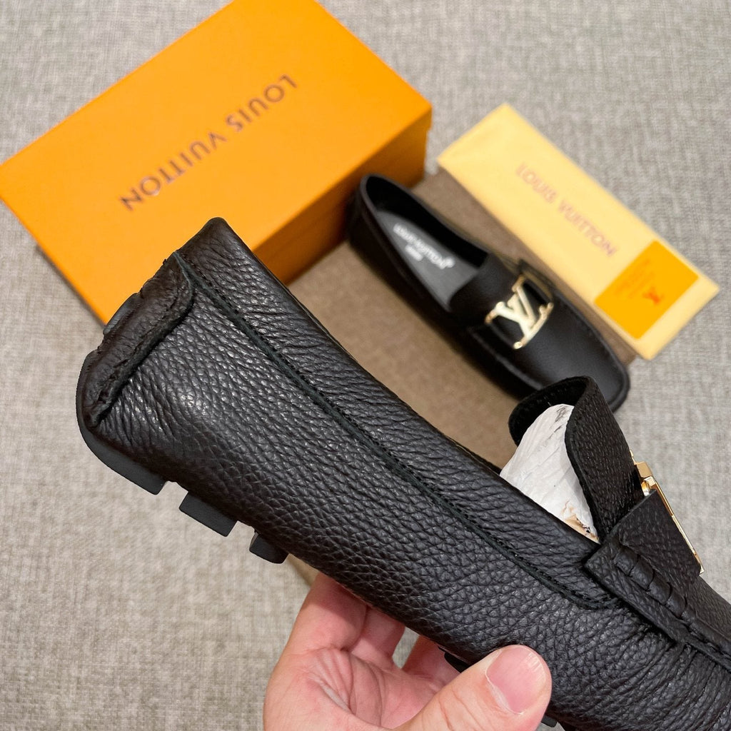 Louis Vuitton Black Leather Hardware Loafers — detail