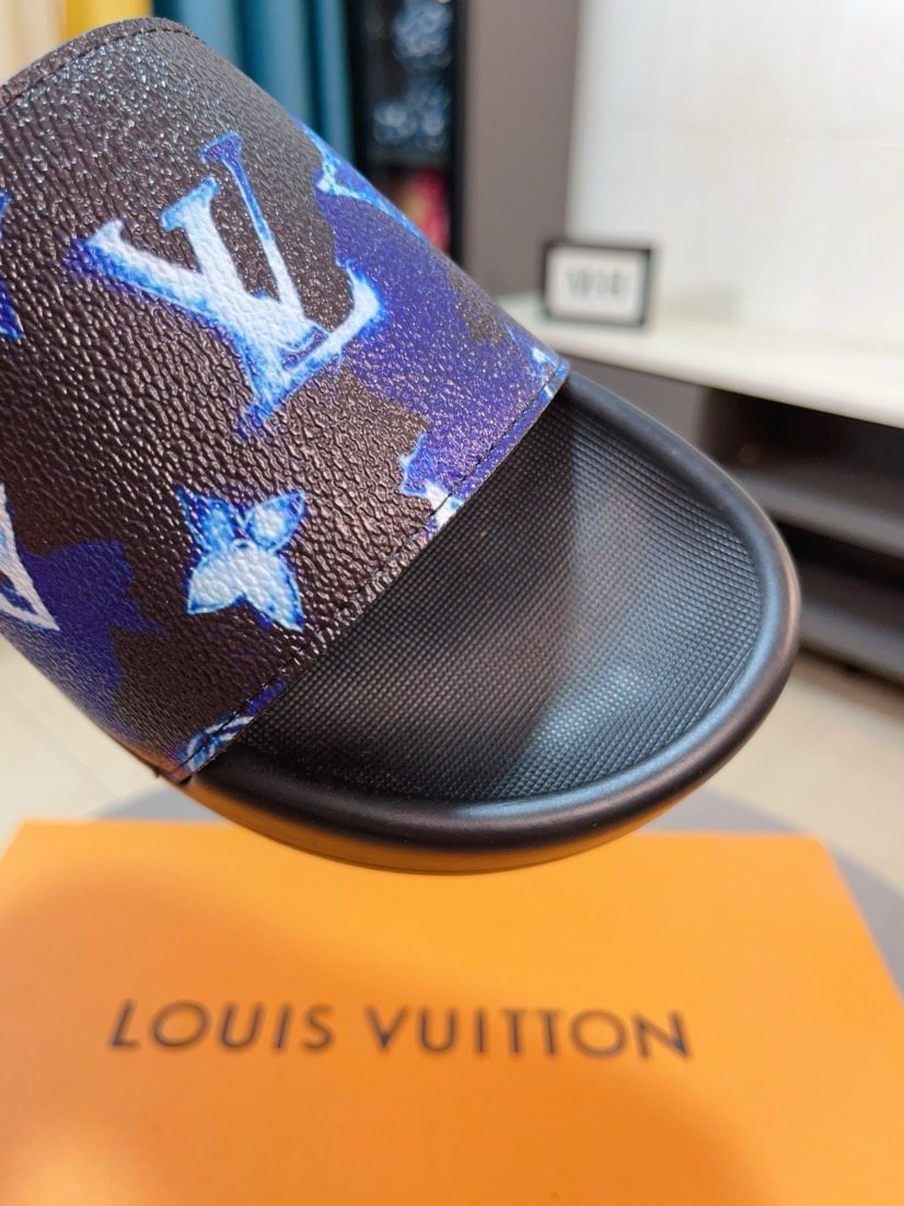Louis Vuitton Black Men's Slide Sandals — detail