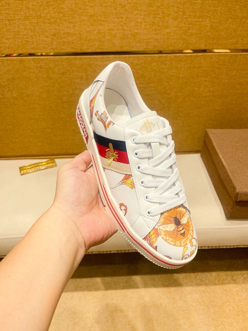 Men’s White Multicolor Graphic Low-Top Sneakers — side
