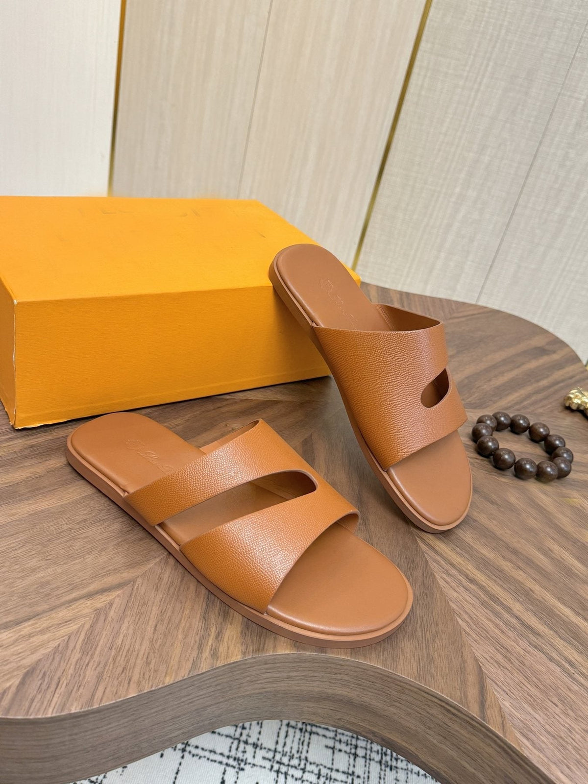 Loro Piana Cross-Strap Slide Sandals — side