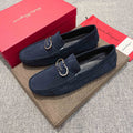 Salvatore Ferragamo Navy Suede Bit Loafers — hero