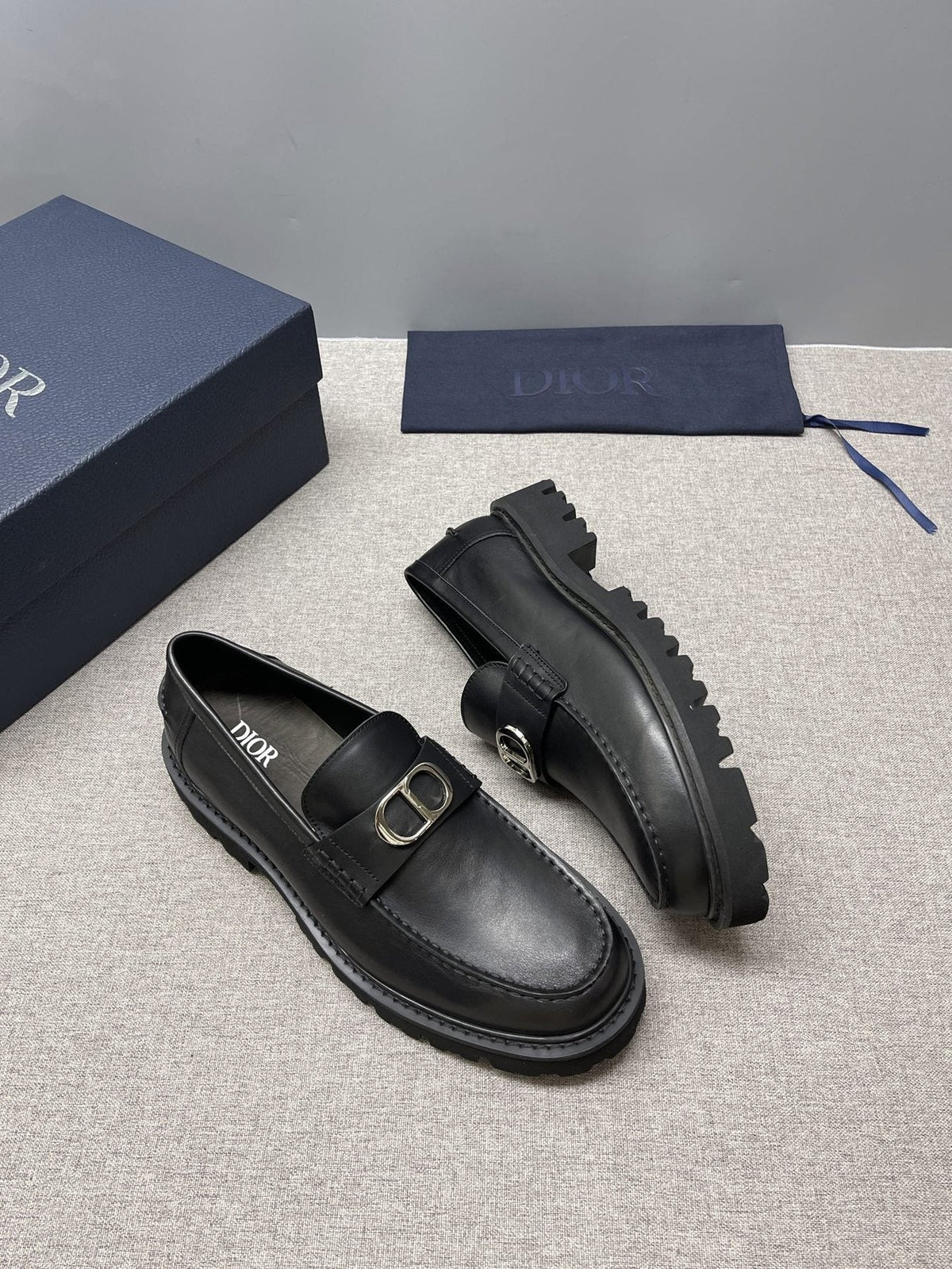 DIOR Black Double-Loop Slip-On Loafers — side