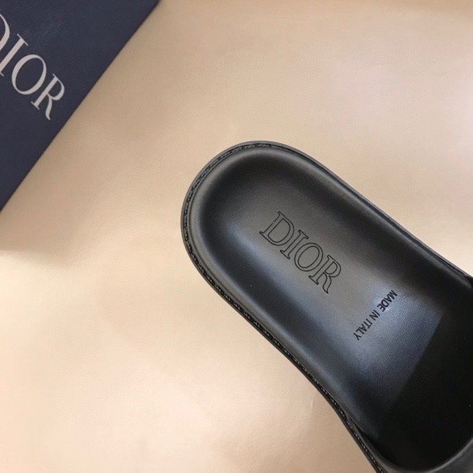 Dior Black Gold-Tone CD Slide Sandals — detail