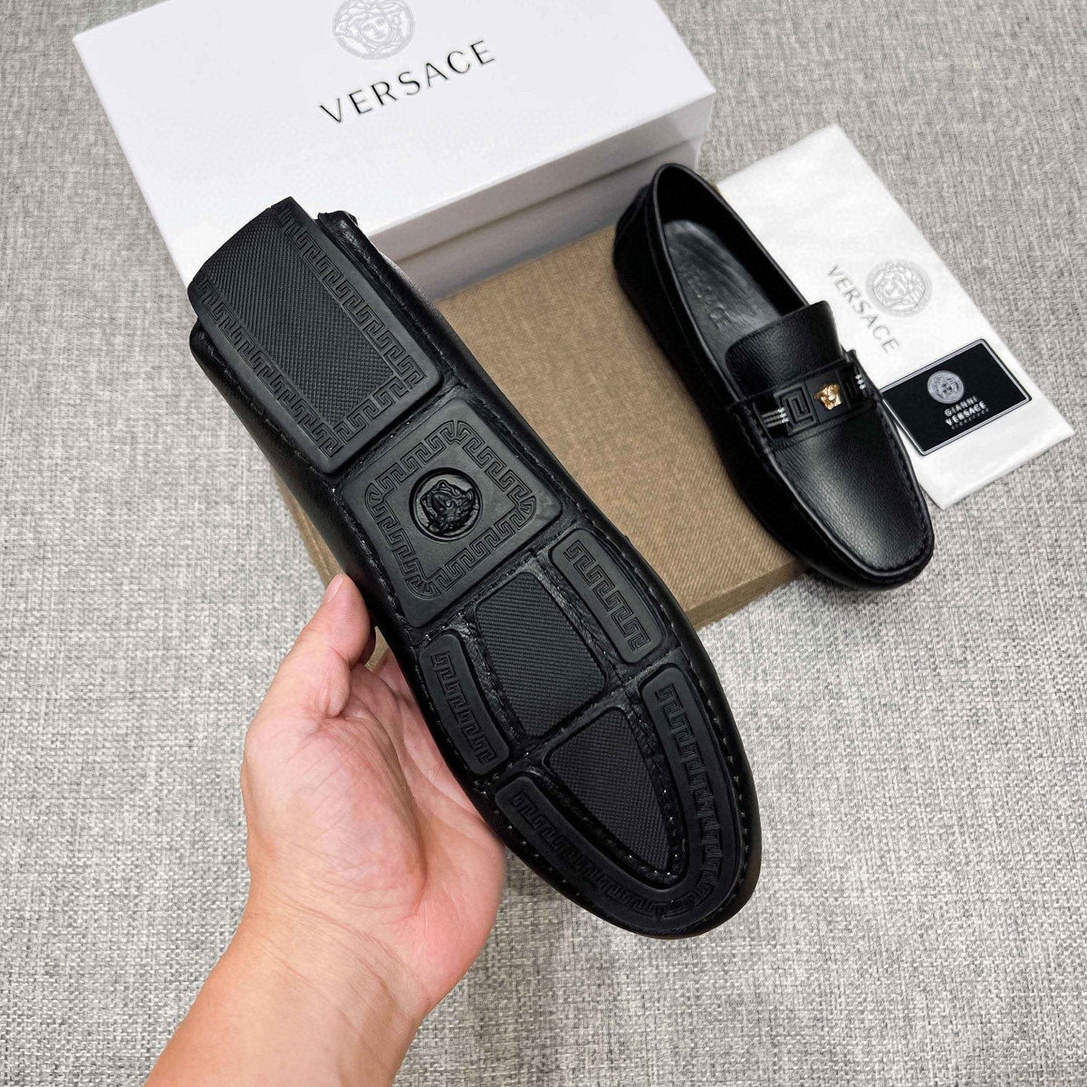 Versace Black Medusa Accent Loafers — detail