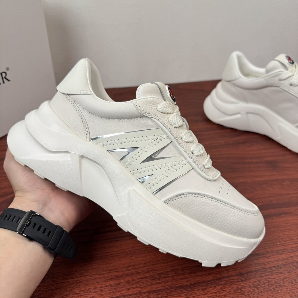 Moncler White Chunky Sole Sneakers — side