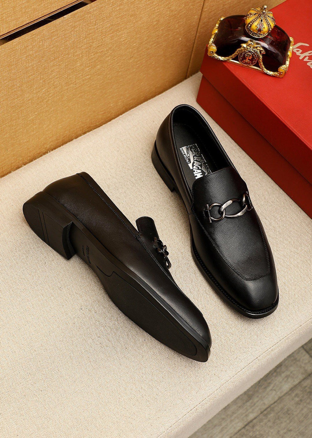 Ferragamo Black Bit Loafers — side