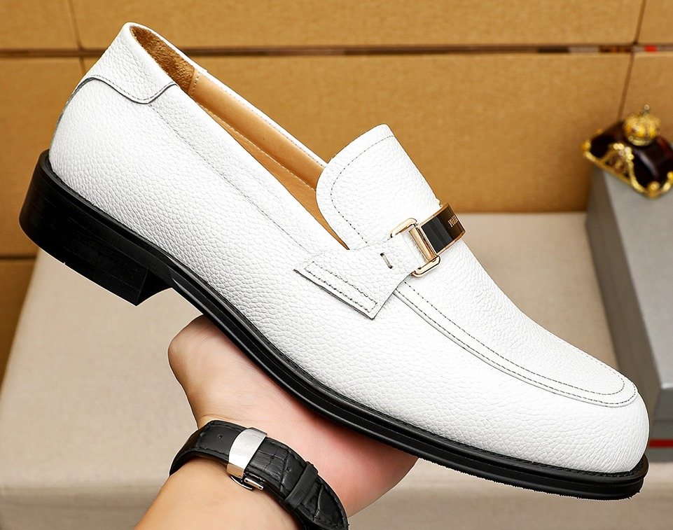 PRADA White Leather Loafers — model