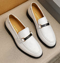 PRADA White Leather Loafers — hero