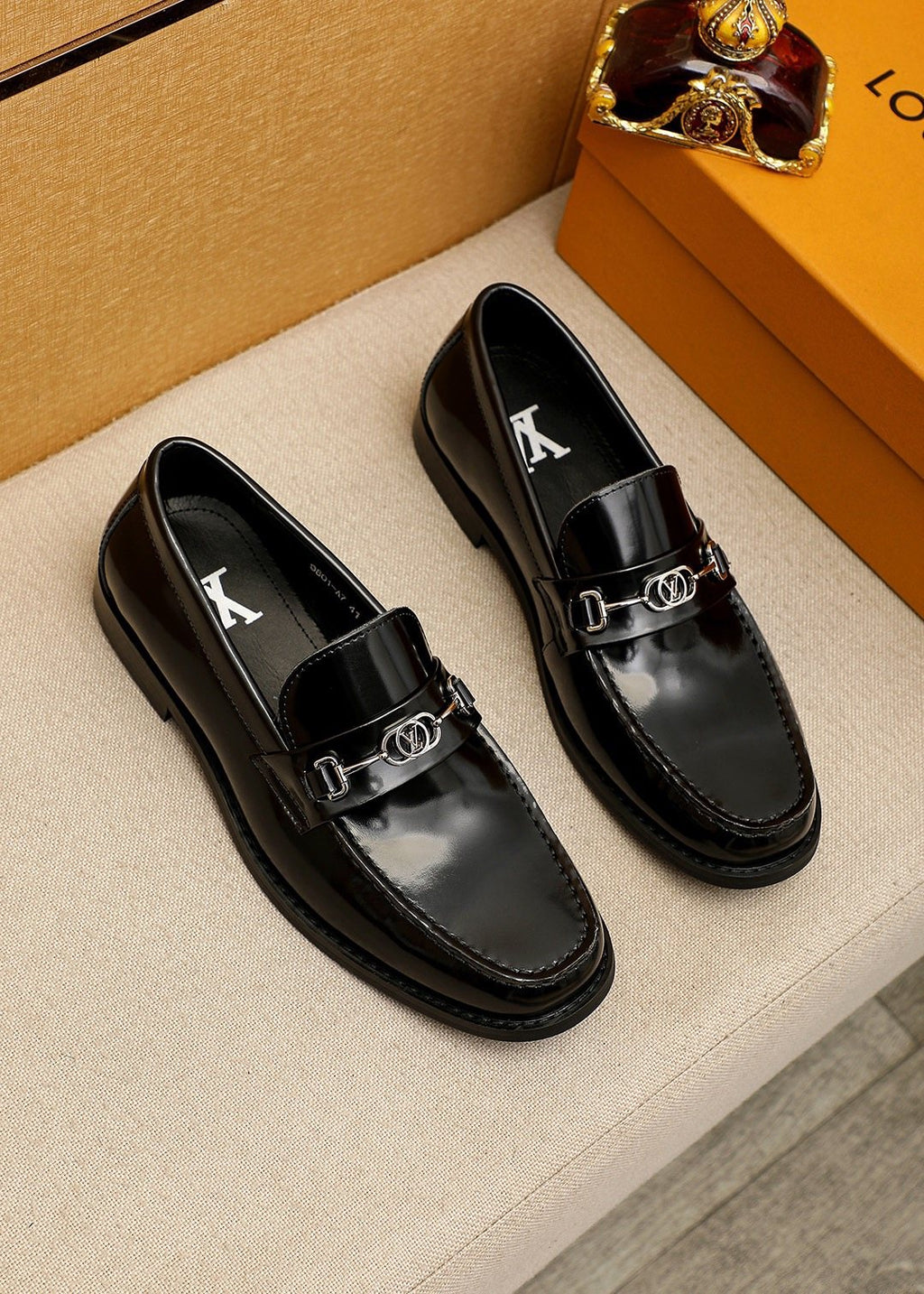 Louis Vuitton Black Metal-Hardware Loafers — hero