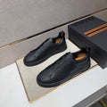 Zegna Black Textured Slip-On Sneakers — hero