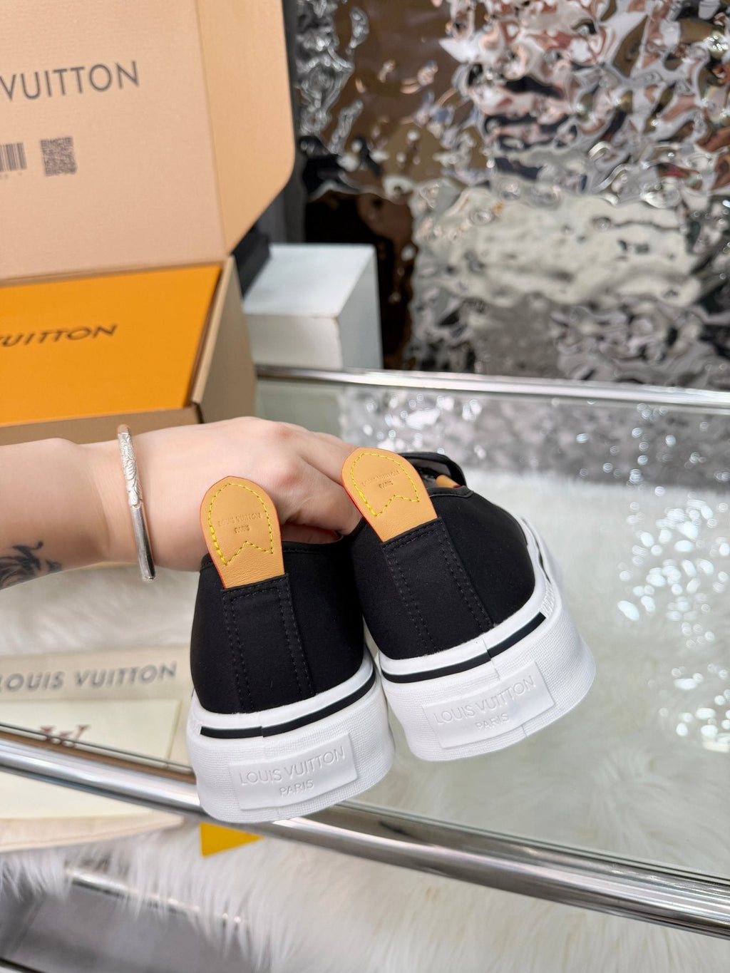 Louis Vuitton Black Slip-On Sneakers — back