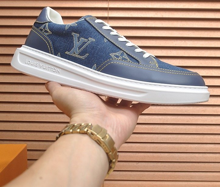 Louis Vuitton Blue Monogram Low-Top Sneakers — front