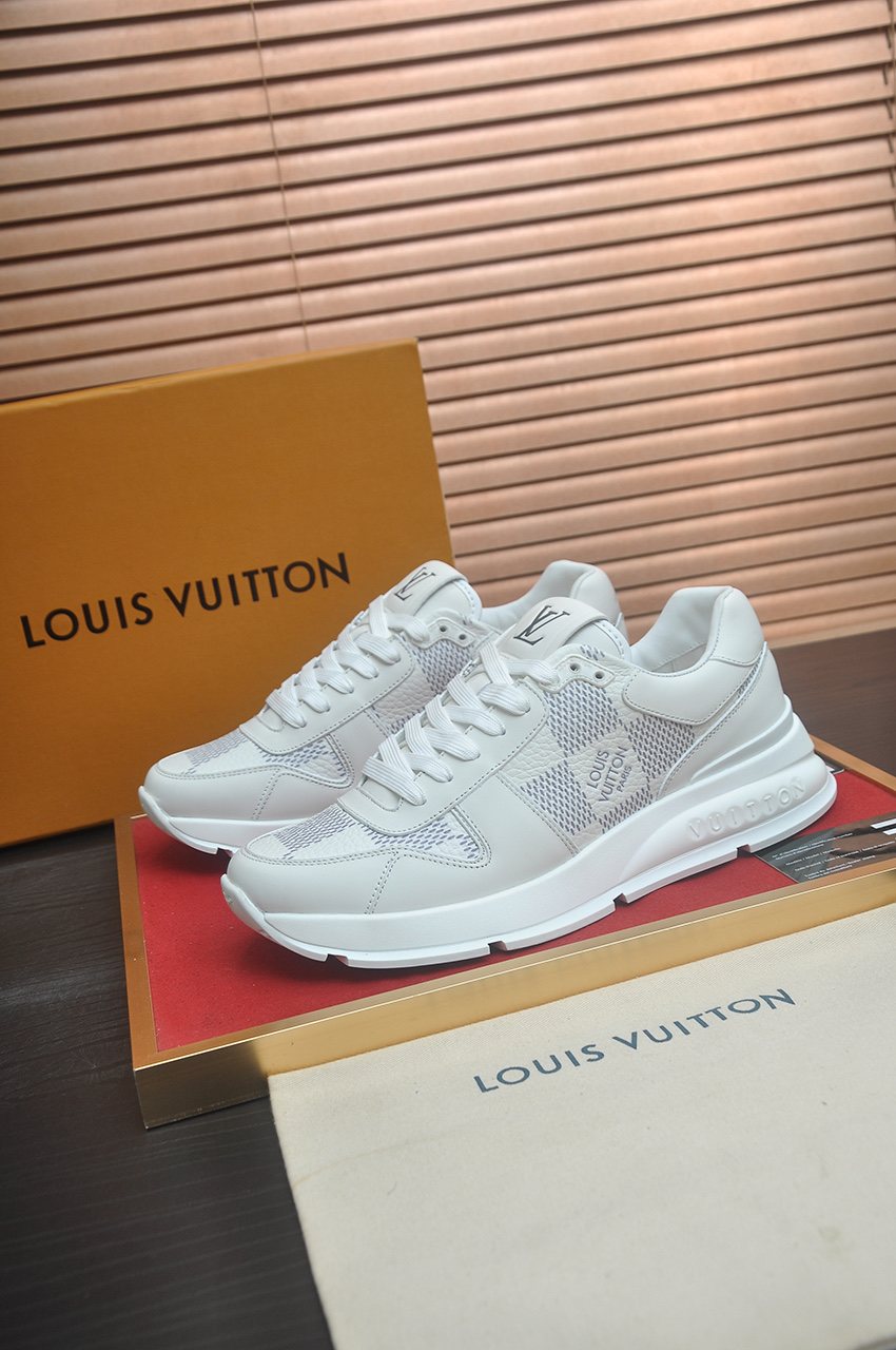 Louis Vuitton White and Light Gray Low-Top Sneakers — hero