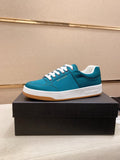 Saint Laurent Teal Blue Perforated Low-Top Sneakers — front