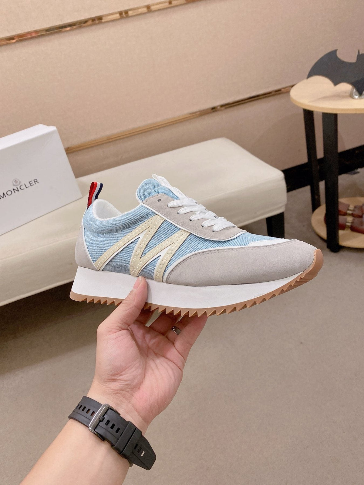 Light Blue and Gray Low-Top Sneakers — side