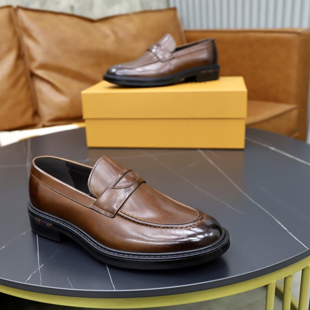 Louis Vuitton Brown Penny Loafers — side
