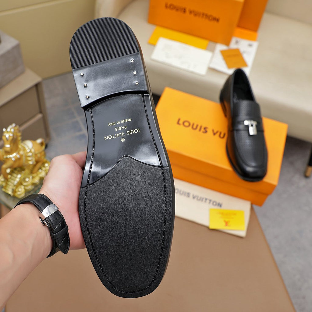 Louis Vuitton Black Textured Loafers — detail