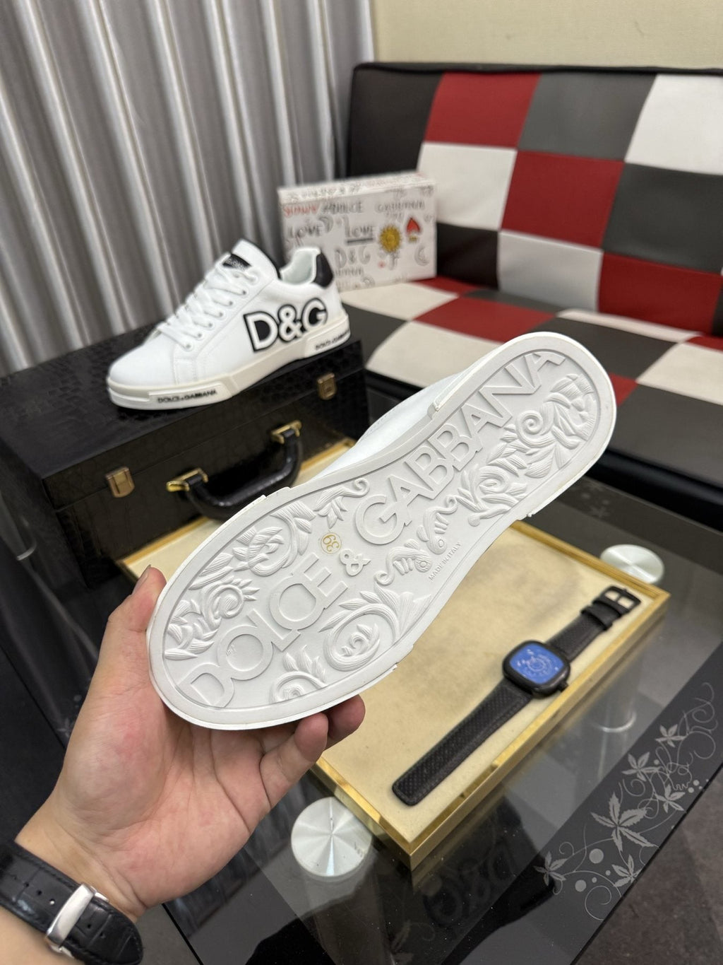 Dolce & Gabbana White Logo Low-Top Sneakers — back
