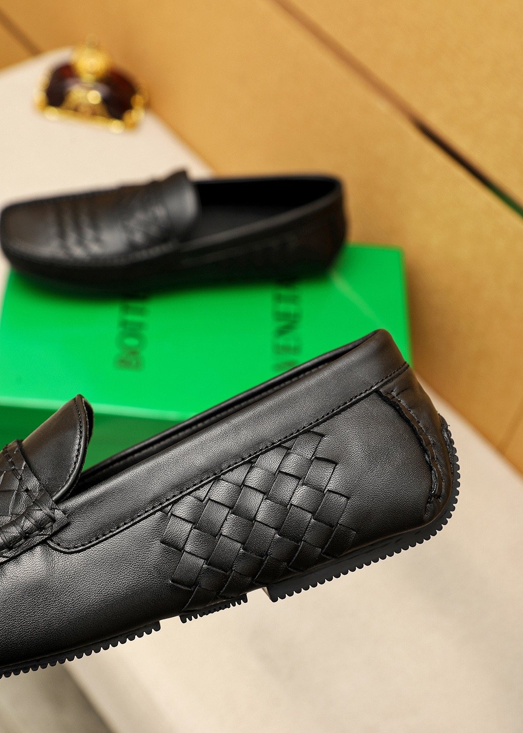 Bottega Veneta Black Woven Loafers — detail