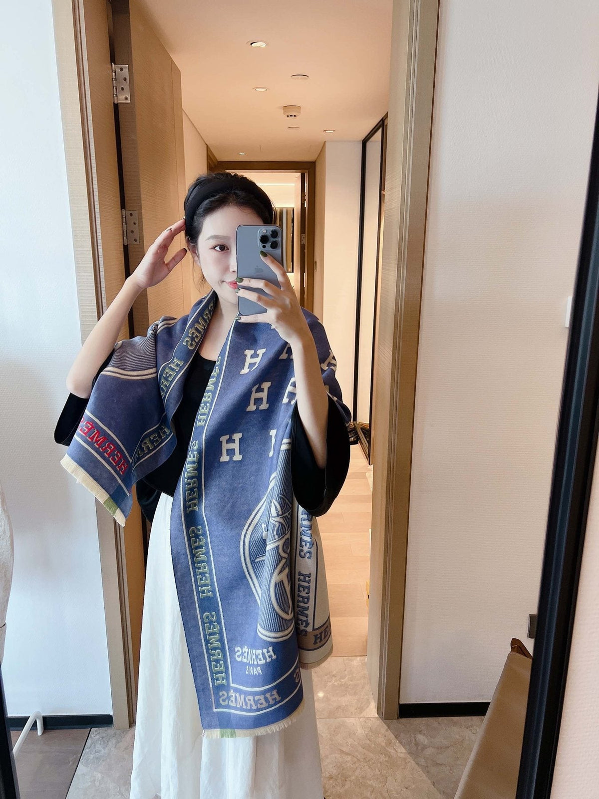Hermès Equestrian Motif Scarf — model