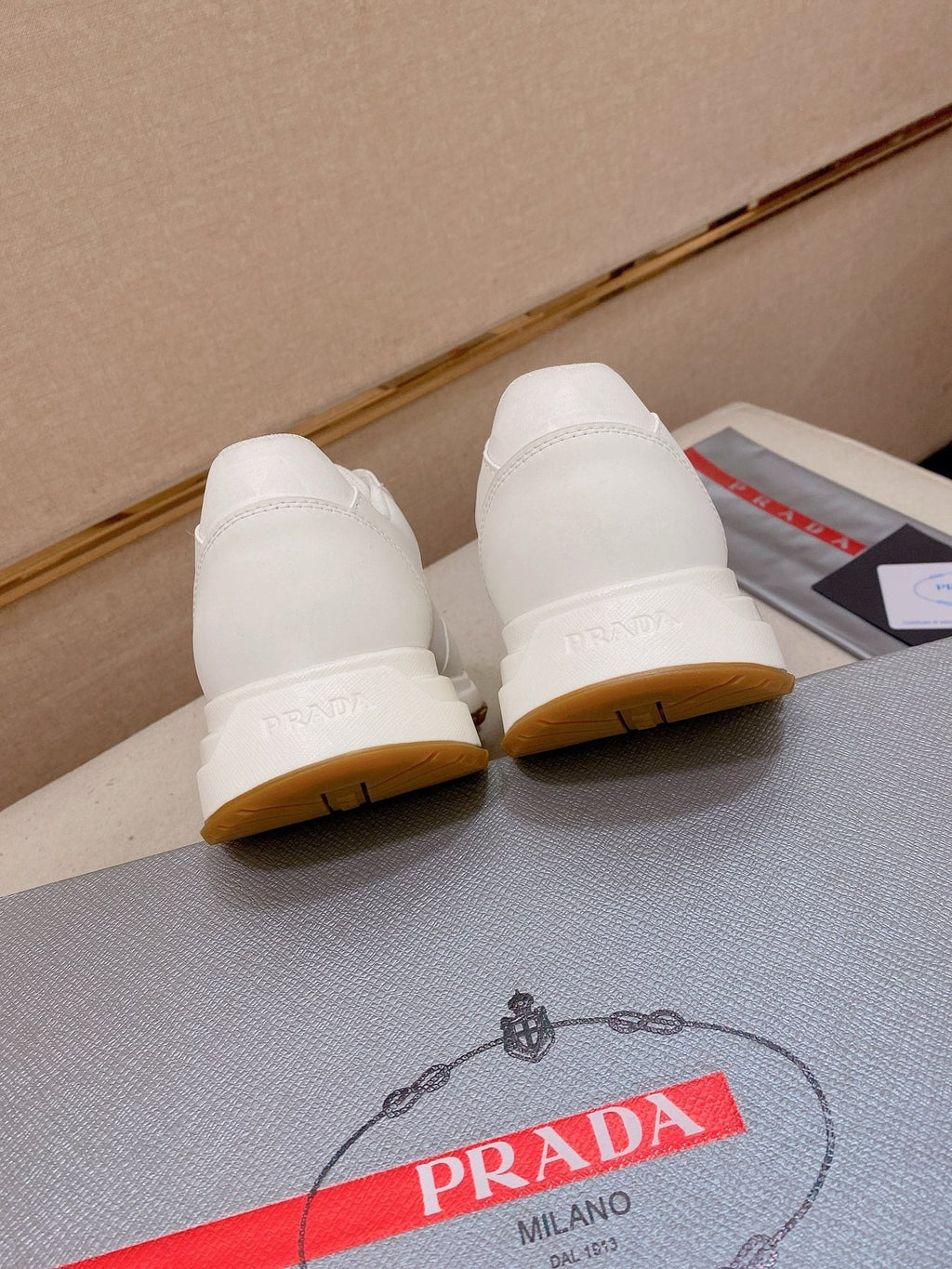 Prada White Gum Sole Sneakers — back