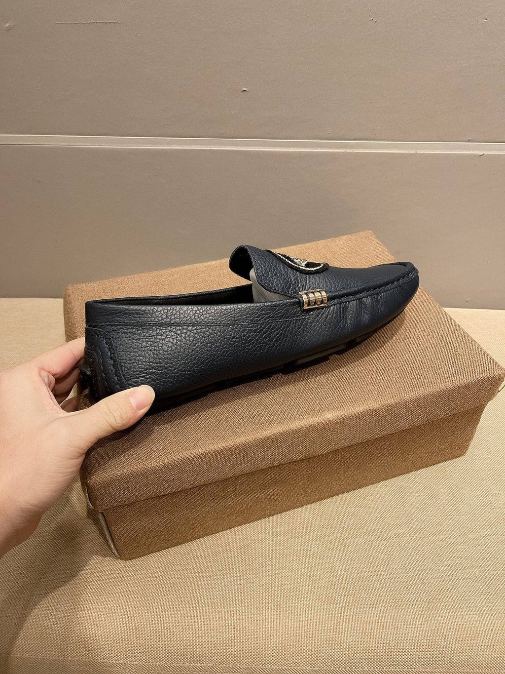 Versace Black Medallion Loafers — side